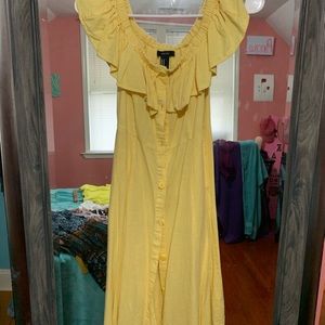 Off Shoulder Button Up Dress